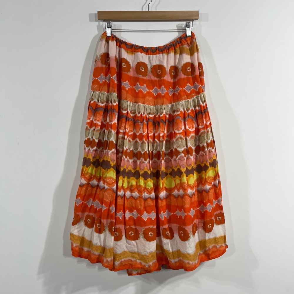 Ashley Stewart Cottagecore Boho Tiered Cotton Maxi Skirt Womens 14 16 Artsy 90s